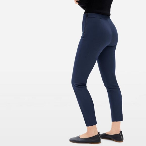 Everlane‎ Side Zip Stretch COtton Pants Navy Blue High Rise Skinny Trousers sz 6 - Picture 1 of 10
